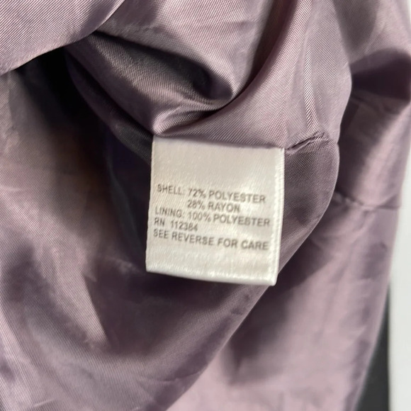 CALVIN KLEIN Pinstripe Structured Blazer Single Breasted Dark Grey Preppy Size 8 - Picture 9 of 12